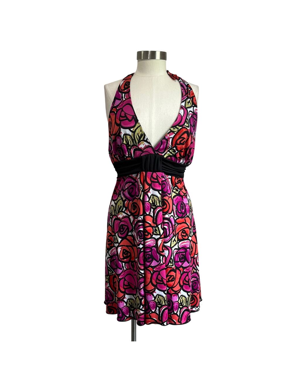 Vintage Y2K Speechless Floral Babydoll Halter Dress Romantic Size L